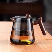 1 Set Wooden Handle Glass Teapot, Teacup And Tea Set, Heat-Resistant Glass Teapot, Elegant Glass Lining Cup, Suitable Slouchy Tea Strainer, Outdoor Luxury High-End Tea Set - Multicolor - View 14