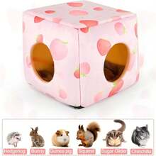 Strawberry Design Washable Small Pet Guinea Pig/Rabbit/Hamster/Chinchilla Cage, Comfortable Guinea Pig Nest - C-pink - View 11