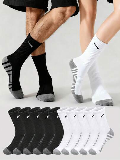 1/5/10/20 双装男士中筒袜，适合运动、徒步、情侣、日常休闲穿着，四季皆宜