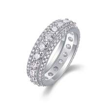 1pc Eternal Ring, Moissanite Ring, 18K Gold Plated, Minimalist Design, Elegant & Dazzling, Suitable For Men & Women Daily Wear Or Special Occasions, Low Allergy, Nickel-Free, Sparkling Gemstone Jewelry, Engagement, Wedding, Anniversary, Birthday Gift, With GRA Certificate - Silver - View 1