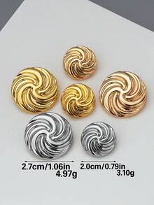 10pcs Metal Decorative Buttons, Exquisite Swirl Design, Suitable For Coats, Sweaters, Suits, Uniforms, Cardigans And DIY Craft Decoration, Fashionable Sewing Accessory, Textured Metal Buttons - Multicolor - View 3