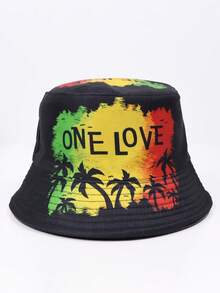 1pc Tropical Palm Leaf Print Reversible Bucket Hat, Casual Party Cute Design, UV Protection, Suitable For Beach, Travel And Casual Street Wear, Spring/Summer - Reversible Fisherman's Hat - View 8