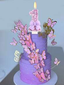 1pc Purple Crystal Butterfly Numbered 0-9 Birthday Anniversary Party Cake Topper Candle - View 4