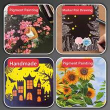 20张A4黑色卡纸，配艺术专用粗头马克笔，适用于在黑色卡纸上绘画、制作手工纸、摄影相册封面、手绘艺术画等。 - A4(8.26inx11.69in)-300gsm - 查看 9