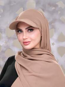 1pc Summer Baseball Cap With Scarf, Chiffon Cap Scarf Combo, Lightweight Breathable Versatile Sun Protection Hat, Suitable For Summer Religious Gatherings, Fashionable Middle Eastern Style - Multicolor - View 13