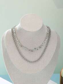 1件装铁丝铁艺双层链项链，男士嘻哈哥特朋克风铁丝尖刺链项圈礼物 - 項鍊 - 查看 2