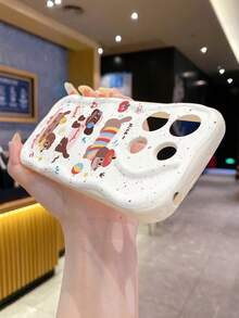 1个卡通腊肠犬图案独特奶油色手机壳，适合日常使用，兼容 17 Pro/17 Pro Max/17 Air/17/16 e/16/15/14/13/12/11/Galaxy S23/S24/S25/S26/A57/A37/A17/A07系列 - 白色 - 查看 7