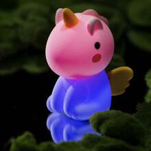 Luminária Noturna Unicórnio de Silicone, Lâmpada LED Recarregável com Toque e Brilho Suave e Regulável, Decoração de Cabeceira para Quarto Infantil/Bebê - Sete Cores - Ver 2