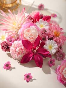 50pcs Artificial Flower Heads, Assorted Sizes, Daisy Flowers, Suitable For Wedding Crafts, Home Decor, Party Decoration - Hot Pink - View 5