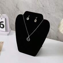 1pc Black Velvet Necklace Display Stand, Jewelry Necklace Holder Rack For Counter, Showcase, Jewelry Organization,Room Decor,Model Necklace Display Stand, Velvet Mannequin Neck Jewelry Pendant Hanger Rack, Window Showcase Jewelry Exhibition Props Back To School Jewelry Display Stand With Drawer Box For Earrings, Necklaces And Jewelry Storage, Featuring A Wooden Base, Desktop Storage Box And Multi-Functional Hanging Storage Rack,Mother's Day Gift. - 黑色 - 查看 11