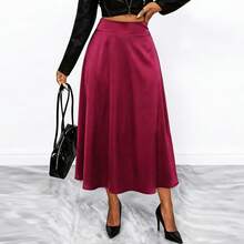 Women's Elegant Burgundy Tie-Back Skirt, Spring - Burgundy - View 2