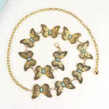 Retro Butterfly Waist Chain: Bohemian Turquoise Metal Waist Belt Butterfly Bohemian Zinc Alloy Waist Chain - Butterfly - View 2