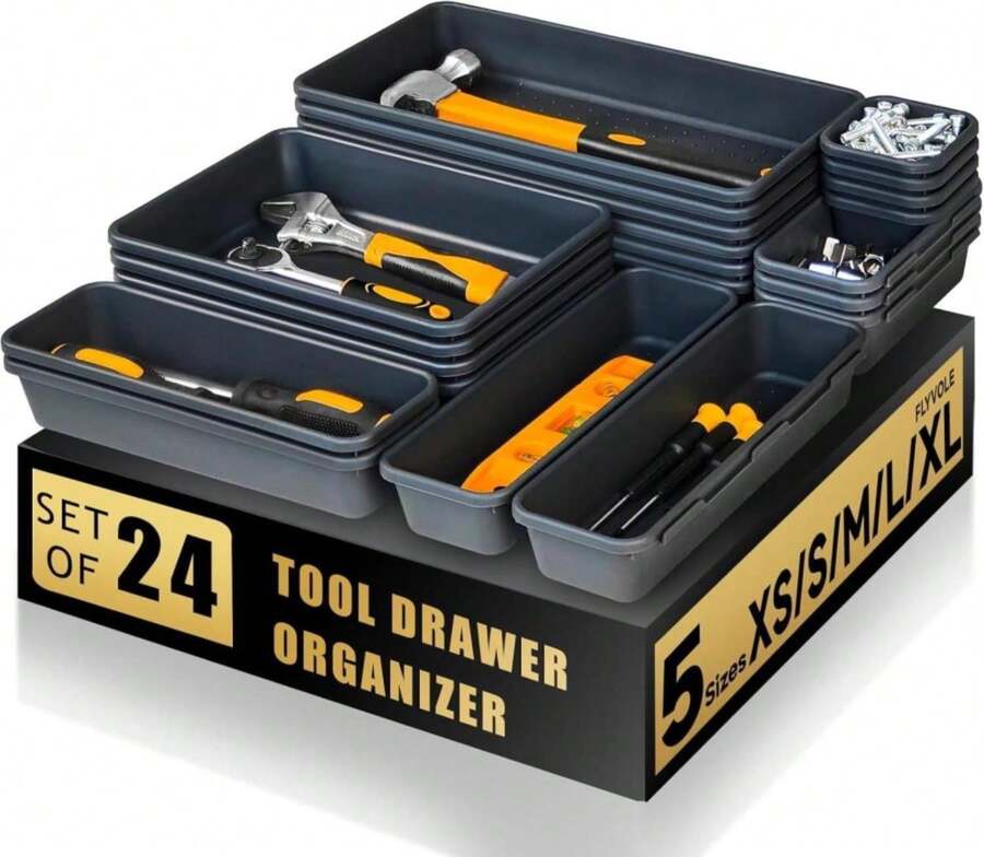 FLYVOLE Tool Box Organizer Tray, Toolbox Desk Drawer Organizer, Tool Box Tray, Toolbox Organization Storage For Rolling Tool Chest (24 PCS) - ColorA - View 1