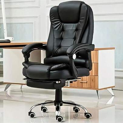 SELECTSHOP Silla Ejecutiva para Oficina con Reposapies Reclinable Y Giratoria Asiento para Trabajo Ergonómica con Descansapies Y Masaje De Espalda Asiento Y Respaldo Acojinados PO14C1 BIPX
