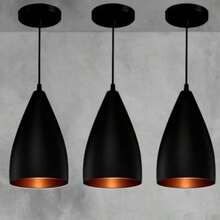 Soft New Pendentes Cone Canadá Luminarias 3 Vegas Preto Textura Cobre  Cozinha - Decoração - Preto - Visão 6