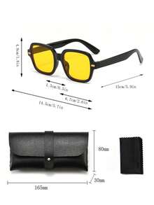 黑色镜框 黄色方形复古时尚眼镜，男女通用PC材质镜框，适合驾驶、度假、日常出行、时尚搭配、派对等场合佩戴。 - 黃色 - 查看 10