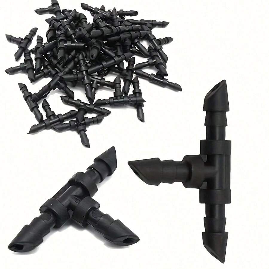 Konektor Tee Berduri untuk Selang Irigasi Tetes 1/4", Cocok untuk Selang Irigasi Tetes 1/4", Dirancang Khusus untuk Sistem Irigasi Tetes atau Semprotan.