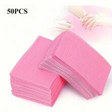 50/20包粉色一次性美甲桌布、防水纹身围裙、卸甲抛光防尘罩、无香托盘盖、纹身用品清洁垫 - 粉色 - 查看 9