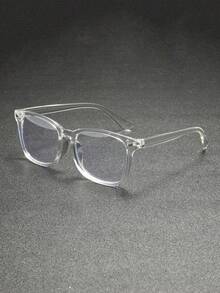 1pc Unisex Round Frame Y2K Futuristic Clear Lens Glasses - Clear - View 3