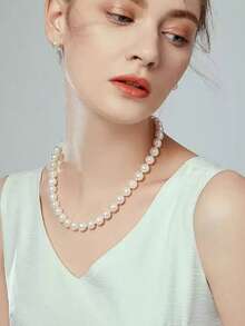 1pc French Luxury Faux Pearl Necklace, Elegant Versatile Choker Necklace, Fashion Layered Sweater Chain Accessory - Multicolor - View 4