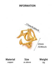 1枚独特不对称几何镂空戒指，18K镀金可调节开口戒圈，时尚配饰，个性化时尚礼物 - 彩色 - 查看 13