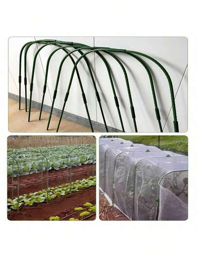 1.1cm*40cm Length, 42pcs Plant Floral Vine Support Rack, Can Be Covered With Film/Net, Small Arch Greenhouse For Seedling, Plastic Coated Vegetable & Flower Winter Frost Protection Bent Pipe Nursery Frame