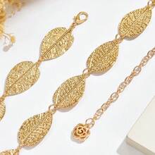 Y2K美学金色腰带 - 叶子链条，适合节日和度假装扮 - 樹葉款 - 查看 4