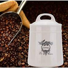 Ceramic Coffee Canister JarsAirtight Coffee Storage Container with Handle Lid Ceramic Food Storage Jars for Coffee Beans Vacuum Sealed Vintage Kitchen Canisters Large 8.5 inches Beige - Beis - Ver 6