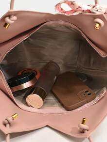 Túi xách tay cỡ lớn phong cách phương Tây thu đông 2024 mới, túi đeo chéo thời trang (Tặng kèm khăn quàng cổ/mặt dây chuyền dễ thương khi mua hàng tại cửa hàng) - Hồng - Xem 8