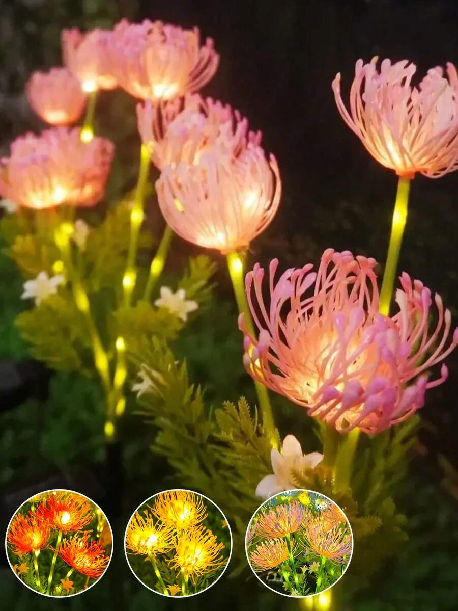 太阳能宇宙花花园插地灯，户外装饰路径照明，精美花卉装饰，适用于庭院、花园、草坪景观照明