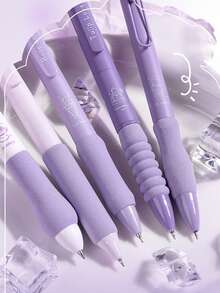 Bộ 5 bút bi gel khô nhanh, mực đen 0.5mm, cán cầm mềm mại, màu tím cao cấp, thích hợp cho học tập, văn phòng, thi cử và mùa tựu trường. - Bút gel - Xem 4