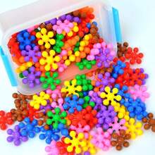 100pcs Plum Blossom 3D Snowflake DIY Interlocking Puzzle Building Blocks Set - Plastic Assembly Toy Suitable As Gift For Easter, Christmas And Halloween - Multicolor - View 2