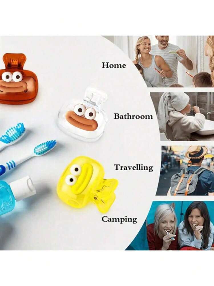 4pcs Travel Toothbrush Head Protector Case | Portable Transparent Storage Box With Cover, Protective Case For Home Travel And Daily Use, Keeps Bristles Clean And Hygienic, Bathroom Accessory - Blue - View 4