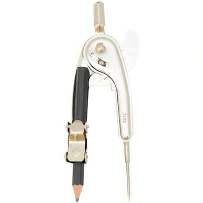 Westcott Nickel-Plated Ball Bearing Compass With Pencil, Professional Style, Back-To-School Supplies, Draws Circles Up To 13 Inches In Diameter
