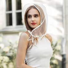 黑白透气男女通用雨帽，防风防水，保护发型，现货 - 多色 - 查看 2