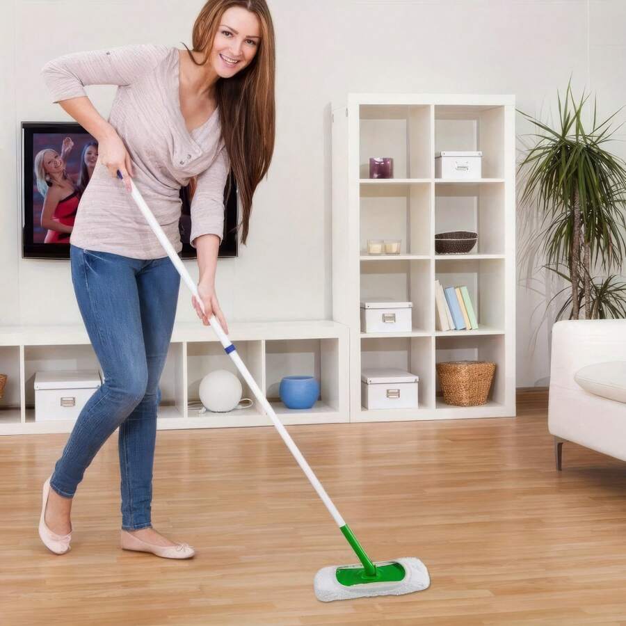 12 piezas de paño de repuesto para mopa plana blanca, engrosado, resistente al desgaste, resistente al desgarro, fuerte eliminación de manchas sin residuos, paño práctico para la limpieza de toda la casa - 12 piezas - Ver 1