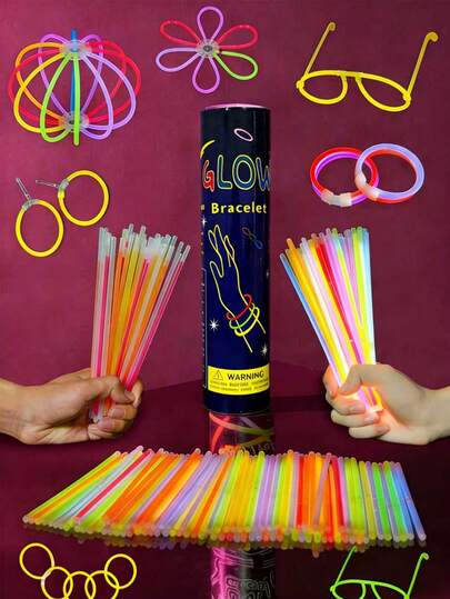 25/50/100pcs 8-Inch Glow Sticks, Glow Sticks For Making Bracelets, Necklaces, Colorful Wedding Glow Sticks, Suitable For Birthday Party, Bachelorette Party, Halloween Party, Christmas Party, Glow Party Supplies, Luminous Products, Gifts, Party Lighting, New Year Gifts, Party Decorations, Glow Party Supplies