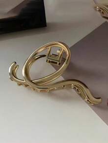1pc Fashionable Letter Q Geometric Pattern Smooth Alloy Hair Claw Holiday Essential Hair Accessories - Gold - View 3