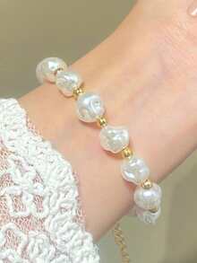 不对称珍珠手链，夏季海滩海洋系列海星贝壳手链（女士款） - 彩色 - 查看 9