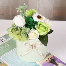 1pc Handmade Artificial Soap Flower Bouquet, Artificial Floral Art, Creative Cylindrical Display Stand Soap Rose, Mother's Day Gift - Multicolor - View 6