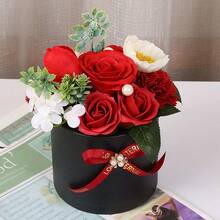 1pc Handmade Artificial Soap Flower Bouquet, Artificial Floral Art, Creative Cylindrical Display Stand Soap Rose, Mother's Day Gift - Multicolor - View 9