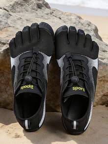 2026 New Pink Five-Finger Beach Shoes, Unisex Couples Barefoot Water Shoes, Portable Toe Separation Shoes For Outdoor Wading, Swimming, Fitness, Yoga, Multi-Function Sports Shoes, Non-Slip Toe Separation Shoes For Indoor Yoga, Pilates, Comprehensive Training, Non-Slip Fitness Sports Shoes - 黑色 - 查看 1