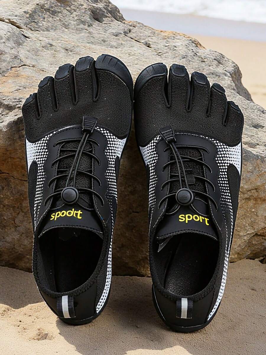 2026 New Pink Five-Finger Beach Shoes, Unisex Couples Barefoot Water Shoes, Portable Toe Separation Shoes For Outdoor Wading, Swimming, Fitness, Yoga, Multi-Function Sports Shoes, Non-Slip Toe Separation Shoes For Indoor Yoga, Pilates, Comprehensive Training, Non-Slip Fitness Sports Shoes - 黑色 - 查看 1