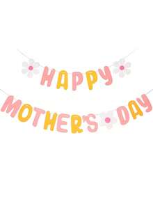 Colorful "Happy Mother's Day" Floral Design Felt Banner, Multipurpose Party Decor Suitable For Brunch And Celebrations, No Power Needed, Ideal Photo Prop - View 7