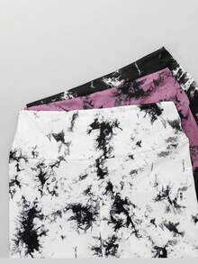 3pcs/Set Celana Pendek Yoga Olahraga Ketat Gradien Pinggang Sedang Modis untuk Anak Perempuan - MultiWarna - View 3