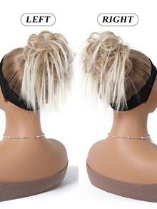 Fluffy Bun Hair Scrunchies, Elastic Synthetic Hair Bun Hairpieces, Ombre Golden Ponytail Hair Accessories, Hair Ties For Women - Blonde Ombre - View 2