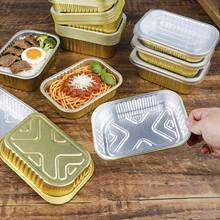 10pcs/Pack Disposable Gold Rectangular Aluminum Foil Baking Trays, Multi-Size Options, Takeout Packaging Boxes, Suitable For Oven, Air Fryer - Gold - View 5