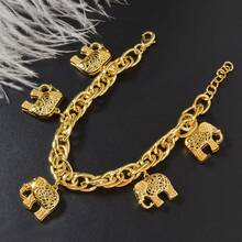 Golden Elephant Bracelet - Bohemian Cuban Chain For Girls Women Daily Wear, Exquisite Birthday Gift - Gold - View 1