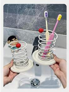 Giá đựng kem đánh răng và bàn chải đánh răng màu trắng, thiết kế thoát nước ngược, giá để cốc súc miệng và bàn chải đánh răng trên mặt bàn phòng tắm, giá đựng kem đánh răng phòng tắm. - Nhiều màu - Xem 4