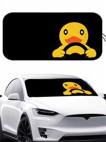 Parasol para coche con diseño de animales de dibujos animados - Cubierta plegable para parabrisas para protección contra el calor y los rayos UV, se ajusta a la mayoría de los vehículos, protección solar para vehículos, enfriamiento del interior del vehículo, parasol para coche, protector solar para parabrisas, esencial de viaje, fácil de instalar y guardar - A - Ver 4